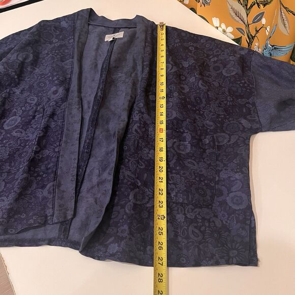 America Eagle Outfitters Blue Floral Linen Kimono One Size cardigan sweater top - Picture 8 of 8